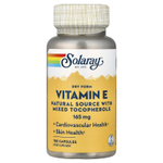 Solaray, Витамин E в сухой форме, 165 мг, 100 капсул