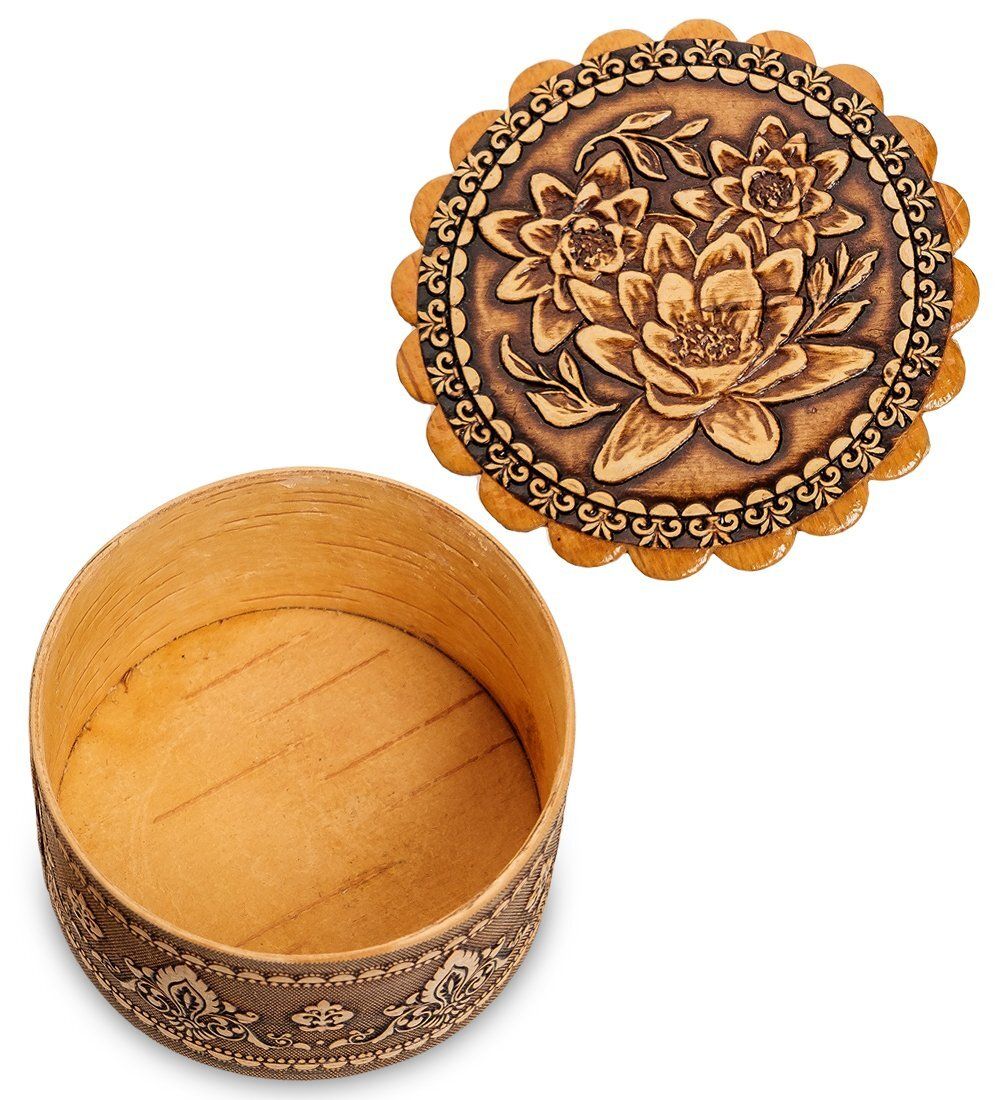 Народные промыслы BST-134/ 2 Шкатулка «Цветы» (береста)