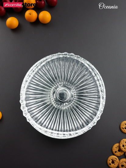 Ваза для конфет, печенья, фруктов 23,5х18 см. из стекла на ножке, Oceania