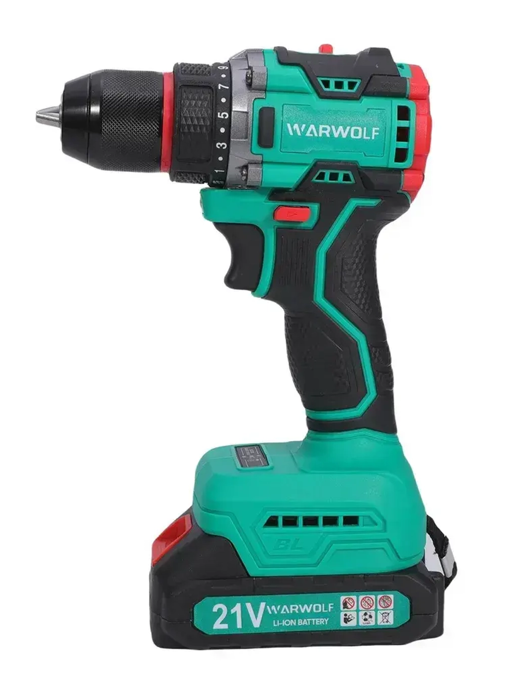 Дрель-шуруповерт аккумуляторный бесщеточный 21В, в кейсе, 2 АКБ 2.0 а/ч, многофункциональный 80 H/M для долбления, сверления, закручивания