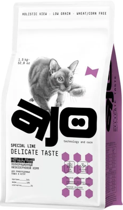 AJO 1,5кг. Cat Delicate Taste корм для Привередливых кошек и котят
