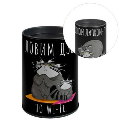 Копилка-подставка для канцелярских принадлежностей, арт.69373/ 30 СЕРЫЙ КОТ 10,4х7,5х7,5 см,