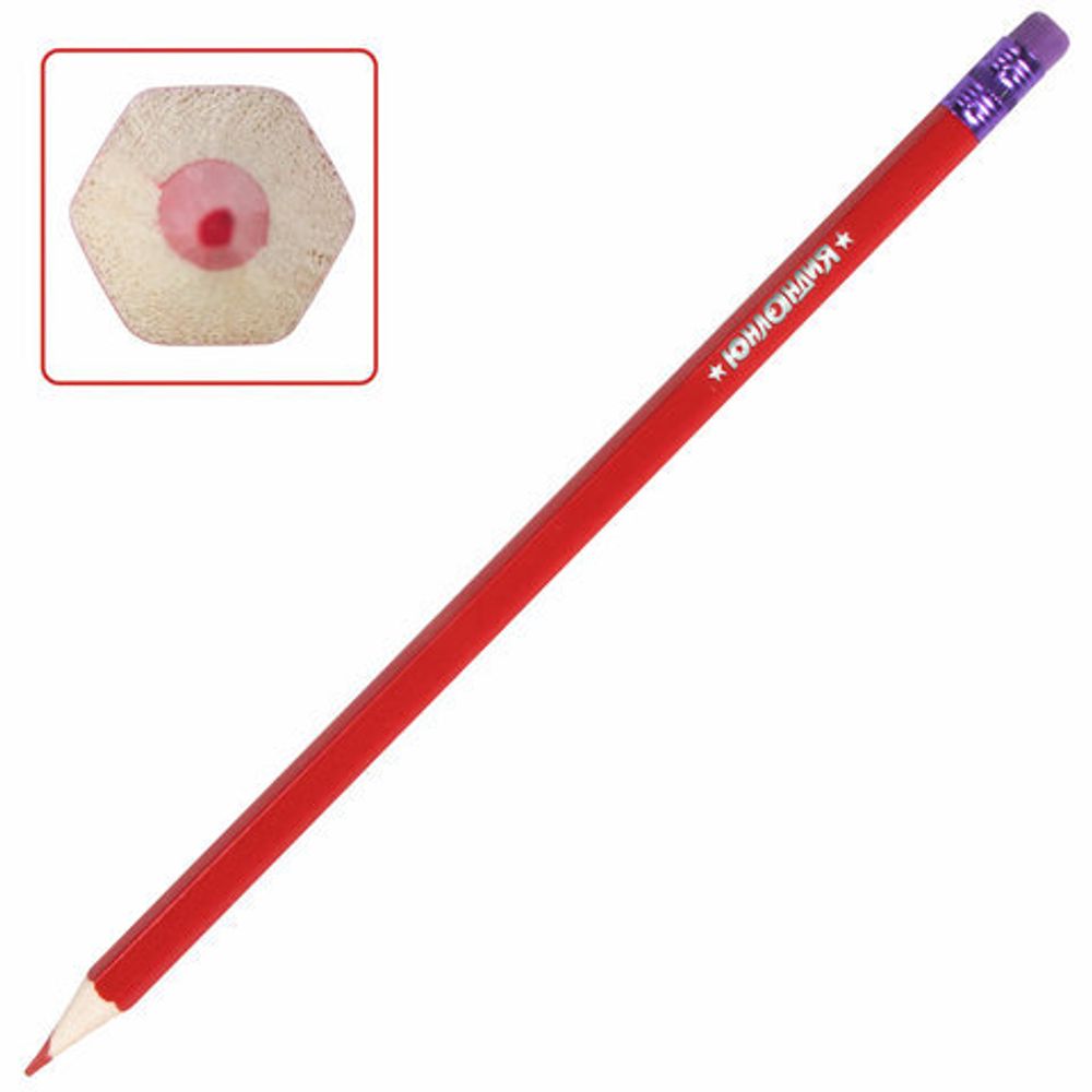 Карандаши цветные стираемые с ластиком ЮНЛАНДИЯ "ЮНЫЙ ВОЛШЕБНИК", 6 цветов, 181577