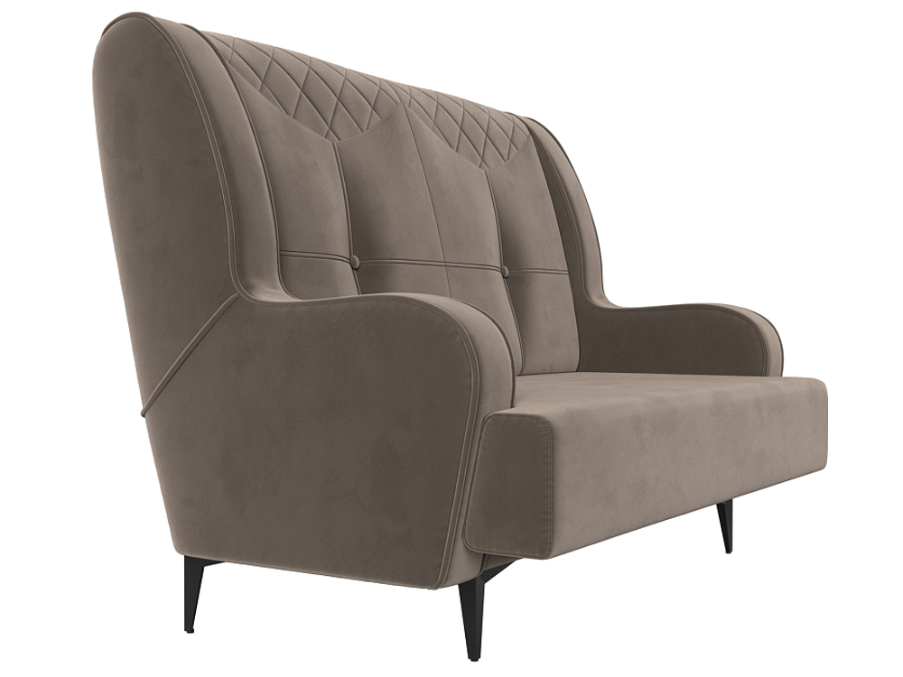 Диван прямой Неаполь 2-х местный, Коричневый, Велюр, 113165