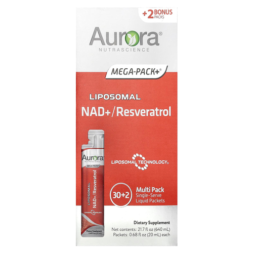 Aurora Nutrascience, Липосомальный НАД + / ресвератрол, 32 пакетика по 20 мл (0,68 жидк. Унции)