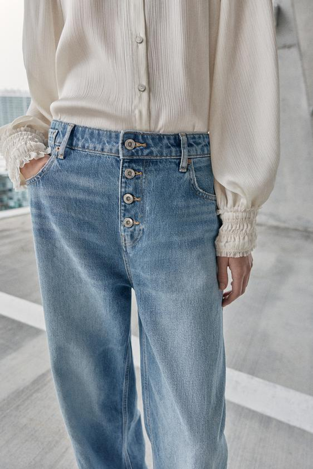 ZARA ДЖИНСЫ Z1975 LOOSE BAGGY, ВЫЦВЕТШИЙ СИНИЙ