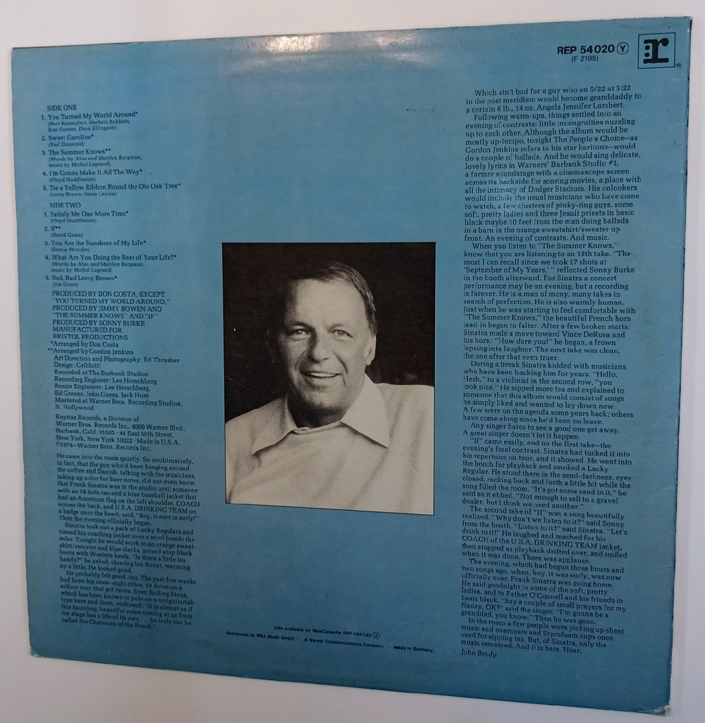 Винтажная виниловая пластинка Frank Sinatra Some Nice Things Ive Missed (Germany 1974)