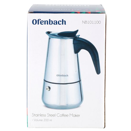 Кофеварка гейзерная 200 мл (4 порции) Ofenbach NB 101100 из нержавеющей стали