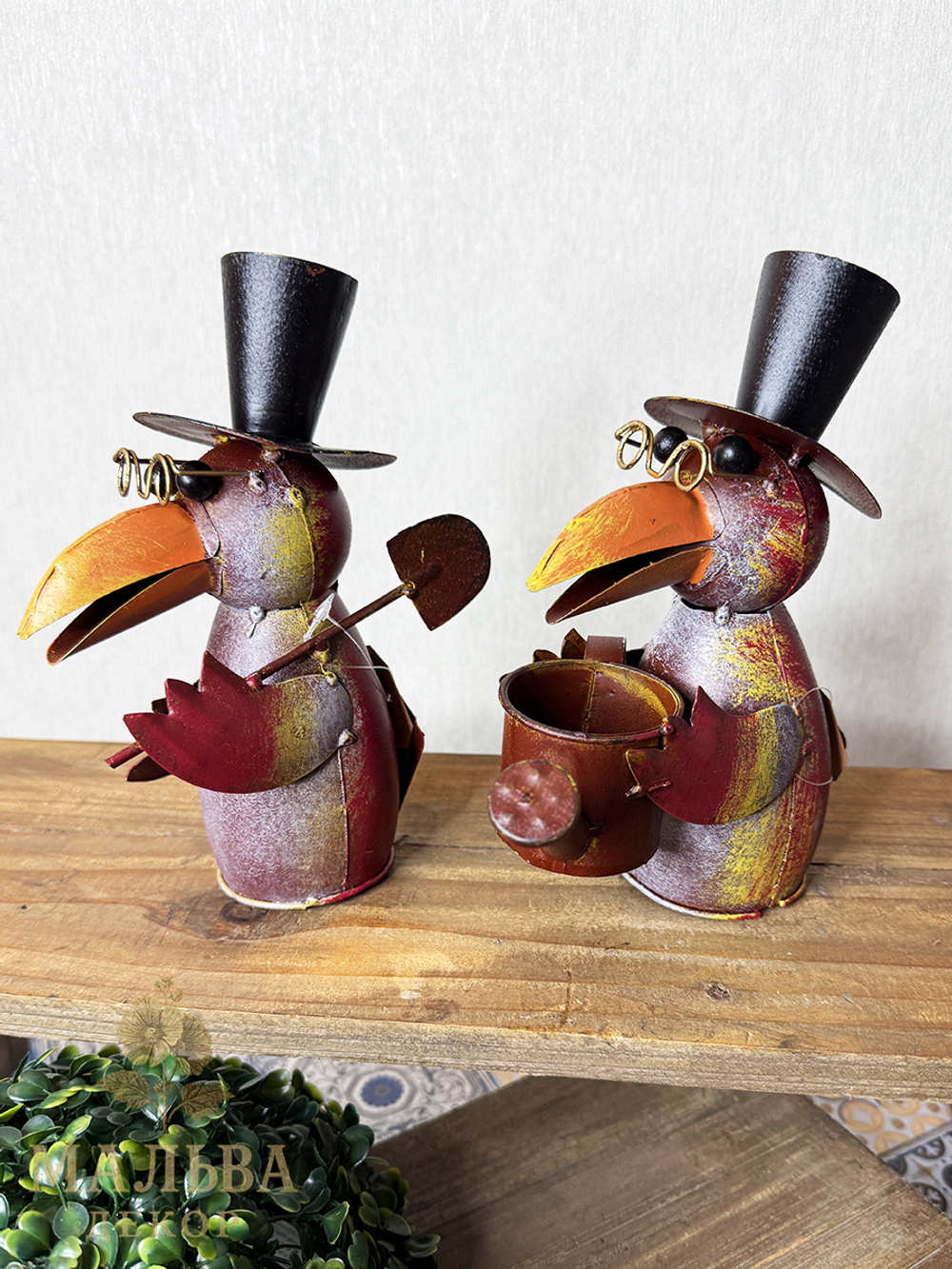 Декор в сад "Ворон-садовник" металлическая фигурка 16x8xH20 см / 18x8xH20 см от CAMPO Home & Garden