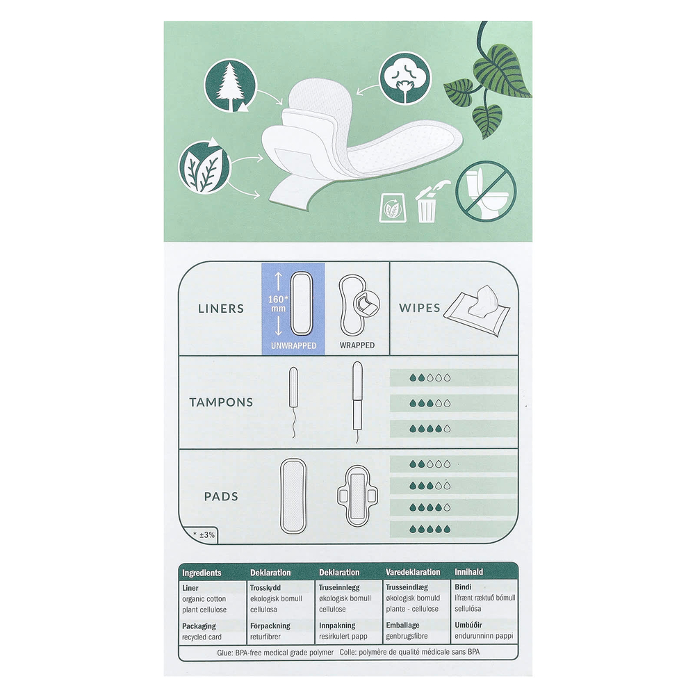 Natracare, Ежедневные прокладки с поверхностью из органического хлопка, мини, 30 штук