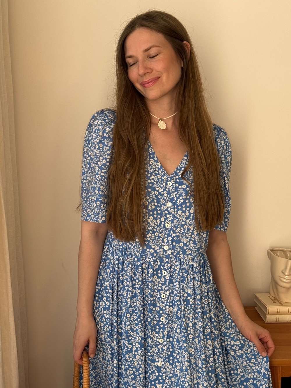 Платье Шарлотта для беременных и кормящих, Синий с белыми цветами
