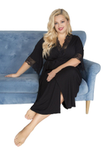 Пеньюар из вискозы с короткими рукавами (Размер: XXXL) (Цвет: черный)