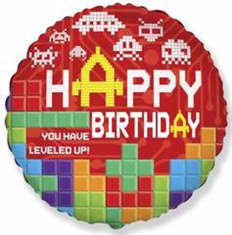 Ф 18&quot; Круг HB YOU HAVE LEVELED UP/FM Тетрис