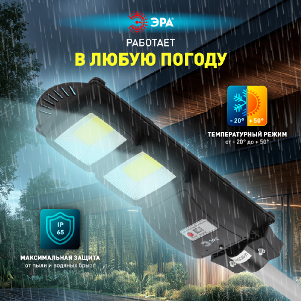 Консольный светильник ЭРА ERAKSC40-01 светодиодный уличный на солнечных батареях с датчиком движения 40W