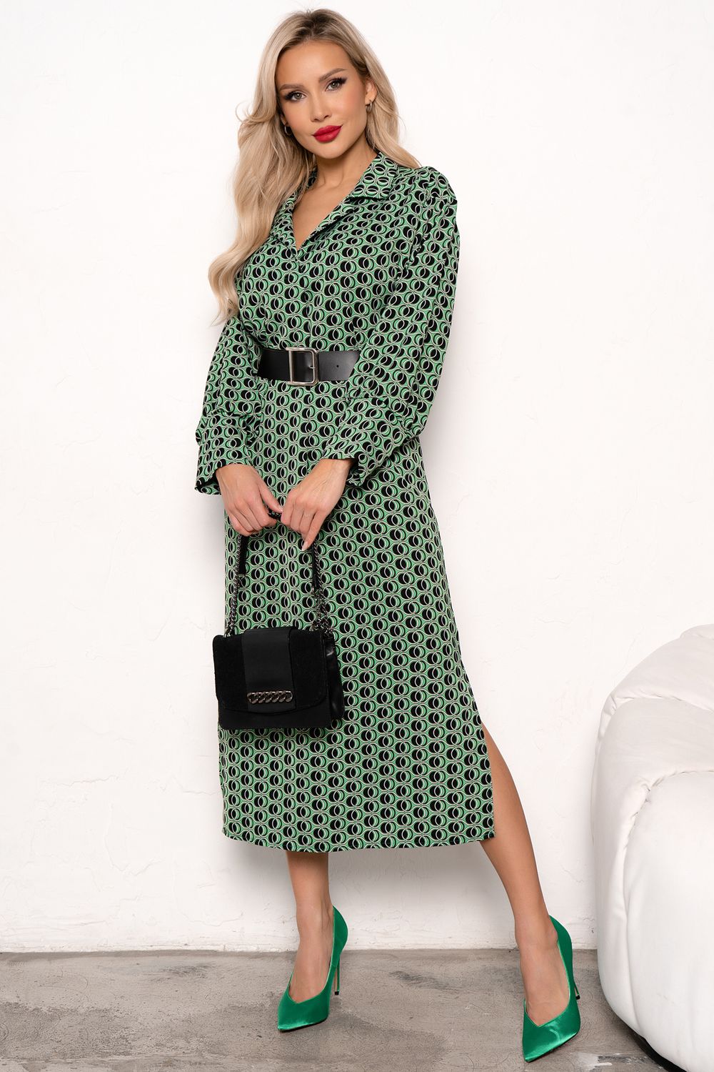 Платье Делиса (зеленый/черный) Р11-1191/3 Nikol (Акция)