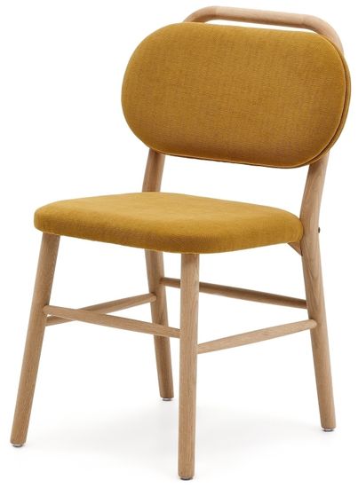 Helda Стул из горчичной синели и массива дуба La Forma Испания 