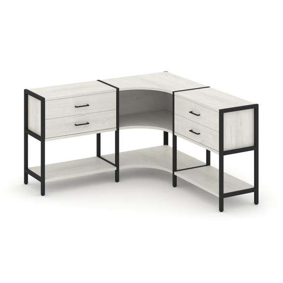 Shelf System Трехсекционный угловой стеллаж двухярусный с ящиками SN.STMU-231 Дуб Наварра/Металл Чер