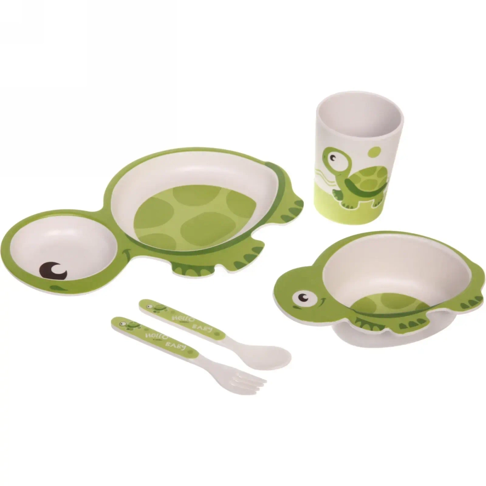 Набор детской посуды из бамбука 5 предметов «Черепашка»