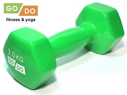 Гантель GO DO в виниловой оболочке.  Вес 3  кг.  (Зеленый)