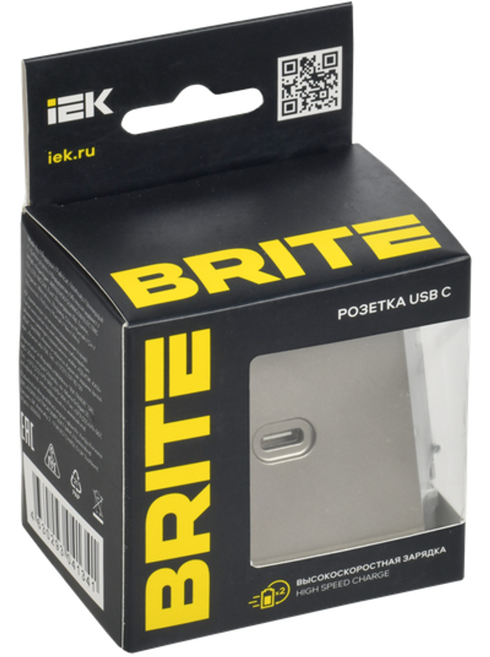 BRITE Розетка USB C 65Вт высокоскоростная зарядка РЮ12-1-БрШ шампань IEK