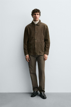 ZARA ХЛОПКОВЫЕ БРЮКИ REGULAR FIT, ТАБАЧНЫЙ