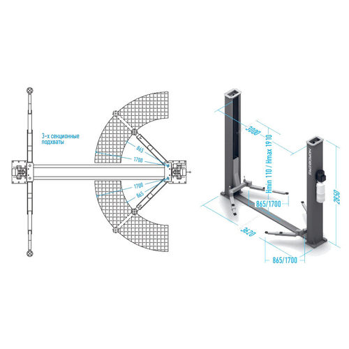 NORDBERG (N4122AE-5B) Подъемник 2х стоечный 380В, г/п 5т, с электростопорами