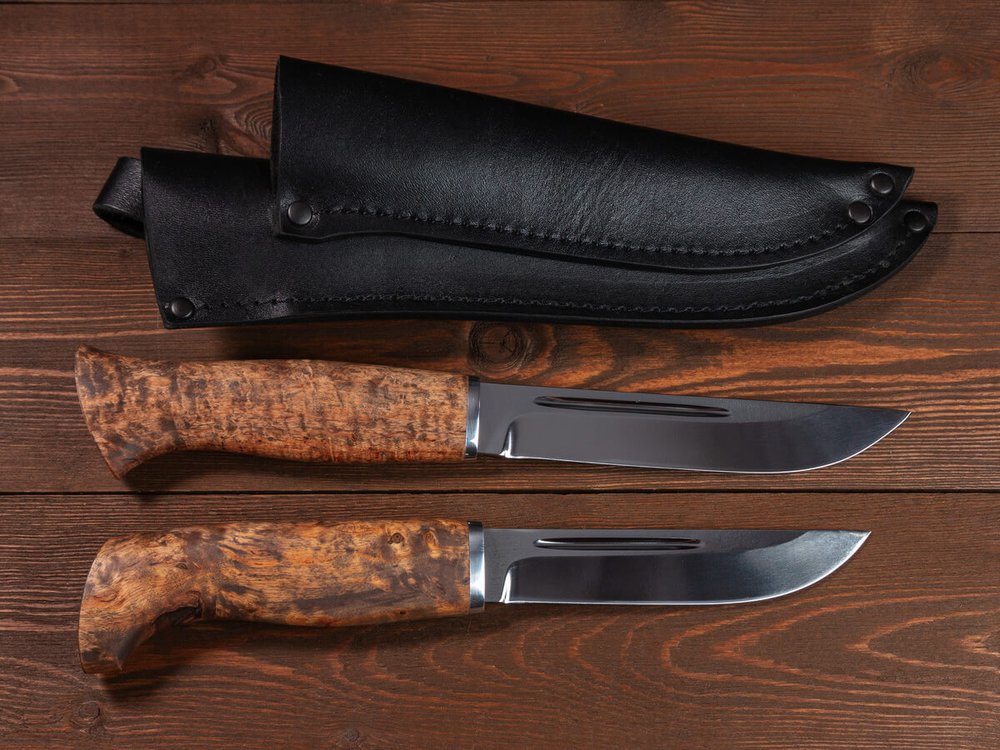 Спарка Финских ножей, сталь Х12МФ, рукоять карельская береза