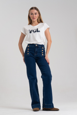 Джинсы клёш с пуговицами