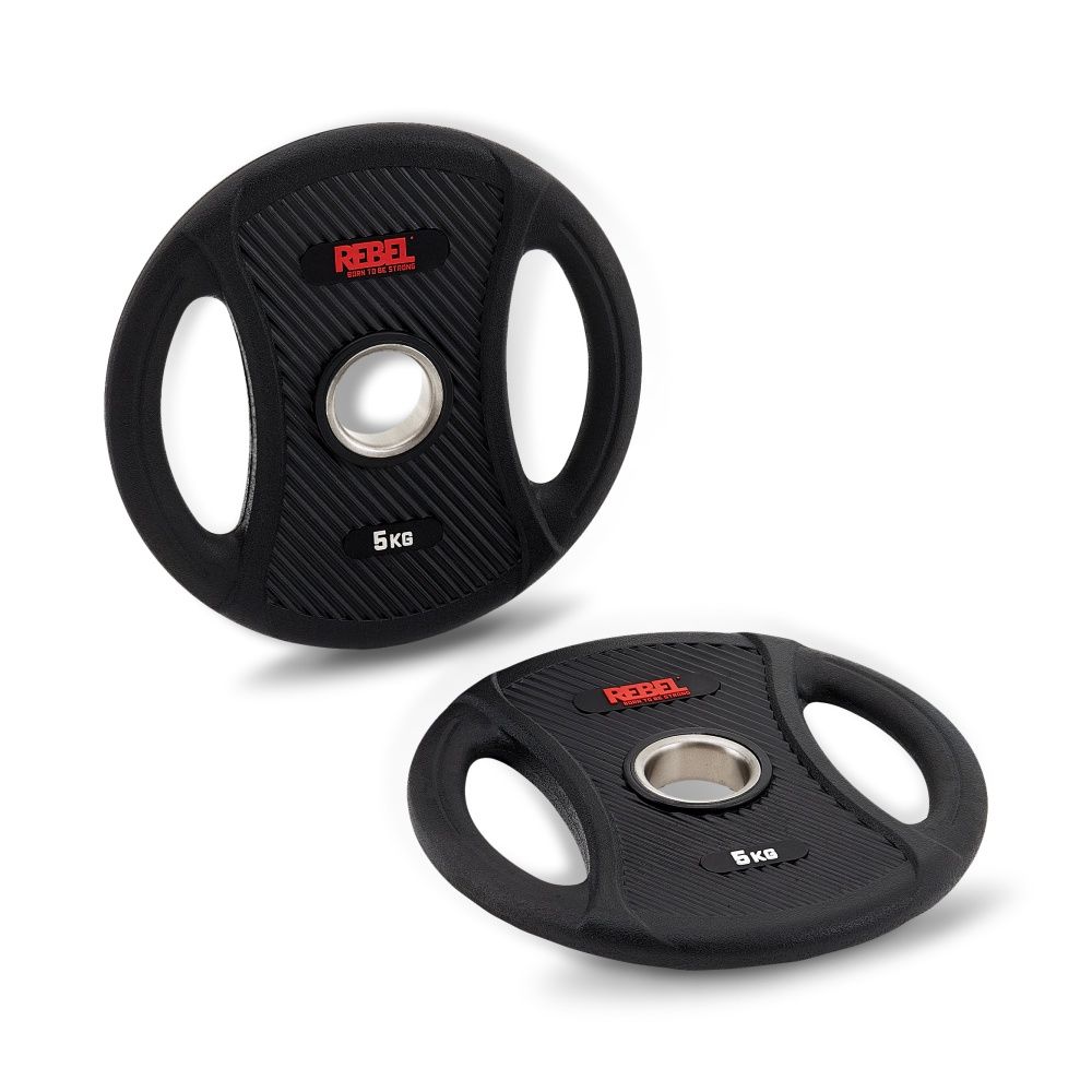 Диски олимпийские обрезиненные с двумя хватами 5 кг REBEL (пара)