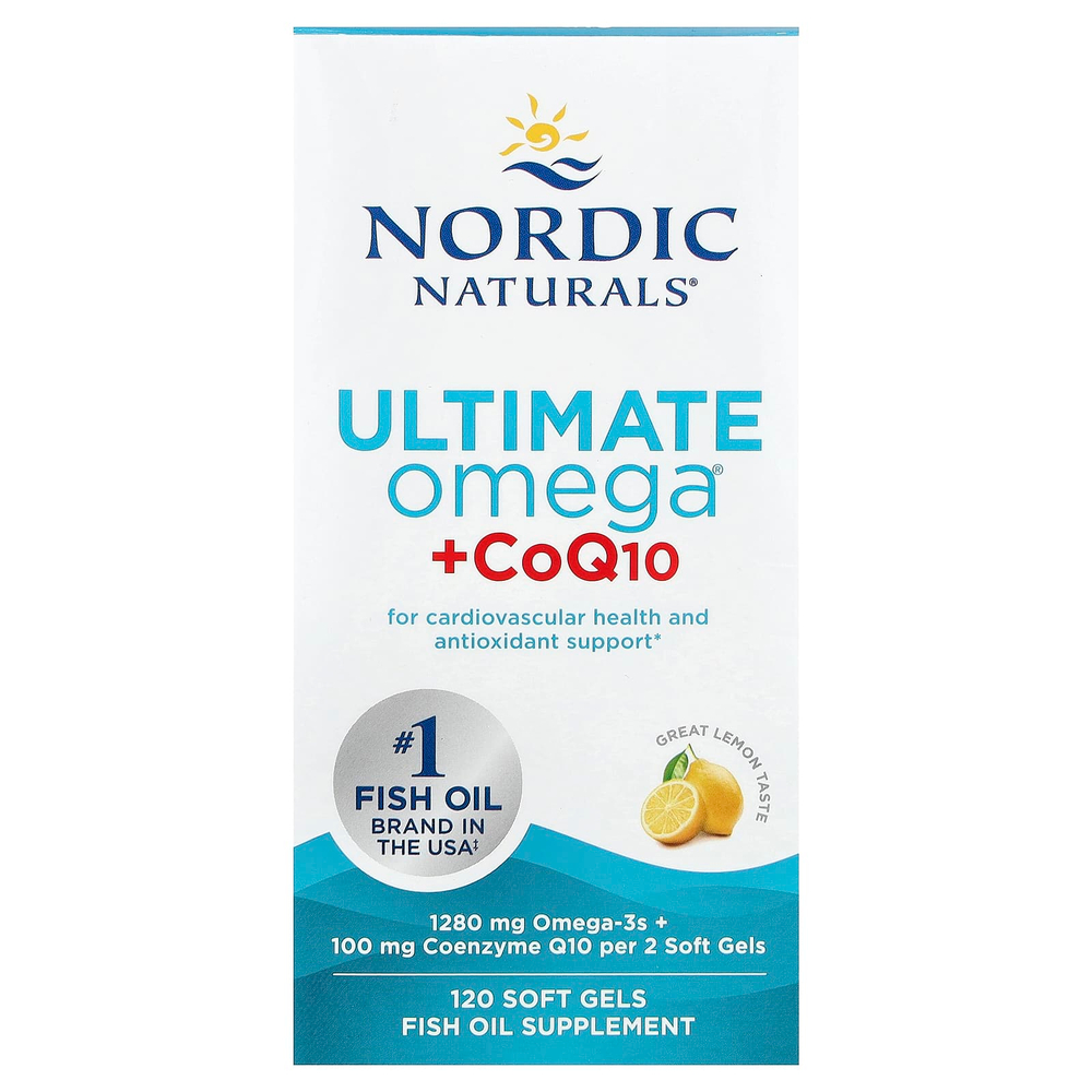 Nordic Naturals, Ultimate Omega®, с коэнзимом Q10, со вкусом лимона, 120 капсул
