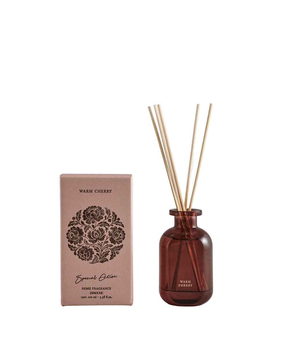 Zara Home Аромадиффузор Warm Cherry 100 мл, тростниковые палочки микадо, аромат фруктовый, Персиковый