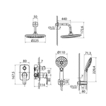 Душевая система 35к IDDIS RAYBL02i67 "Ray" лейка "Тропический душ", встраиваемая ЧЕРНЫЙ матовый