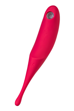Точечный вибратор с вакуумной стимуляцией Satisfyer Twirling Pro, силикон, красный 20 см