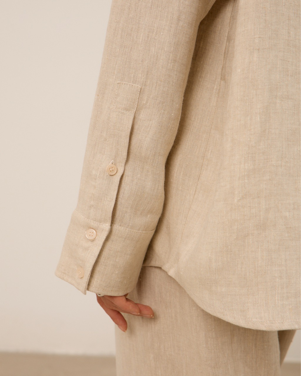 Рубашка 07, из 100% льна, бежевая