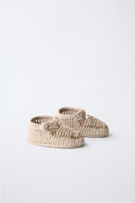 ZARA ХЛОПКОВЫЕ ПИНЕТКИ, ПЕСОЧНО-КОРИЧНЕВЫЙ