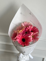 Кулек из гербер в розовом оттенке 7 шт