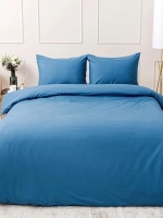 Постельное белье Евро поплин Павлайн Sweet Sleep однотон морской