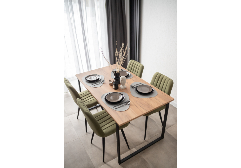 Стол деревянный Woodville Лиман 140 х 80 дуб крафт золотой, черный матовый, ножки черные