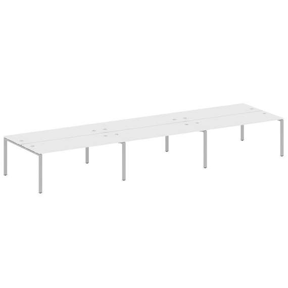 Metal System Рабочая станция на 6 мест на П-образном м/к БП.СМ-6.5 Белый/Металл Серый 5400*1475*750