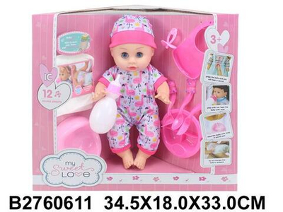 Пупс функциональный с аксесс., коробка ZL9920-24