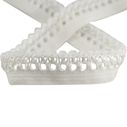 Резинка отделочная ажурная, цвет белый, намотка 25 м (10013160/250222/3118038/1_Испания)