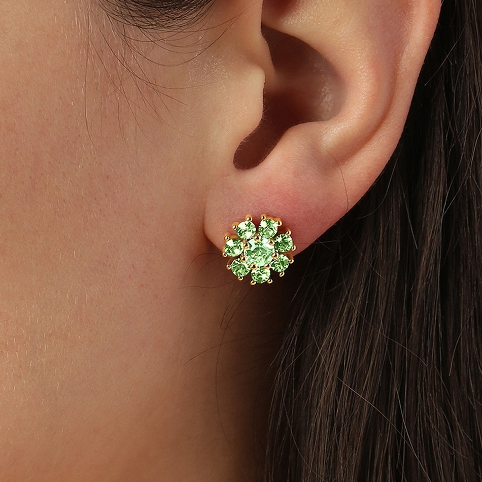 Серьги Dyrberg Kern CARNEA SG LIGHT GREEN / CRYSTAL 460074