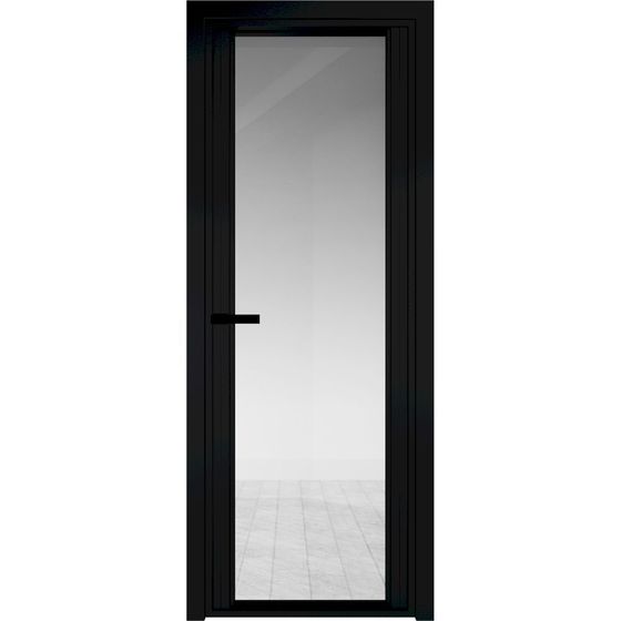 Алюминиевая дверь 2AGP чёрная матовая RAL9005 стекло прозрачное