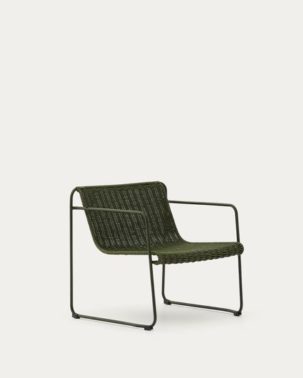 Кресло Maurina из оцинкованной стали зелёного цвета и зелёным шнуром La Forma Испания