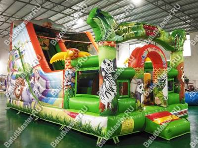 Надувной батут "Мир сафари" с цветным полом 8*4*5 м,