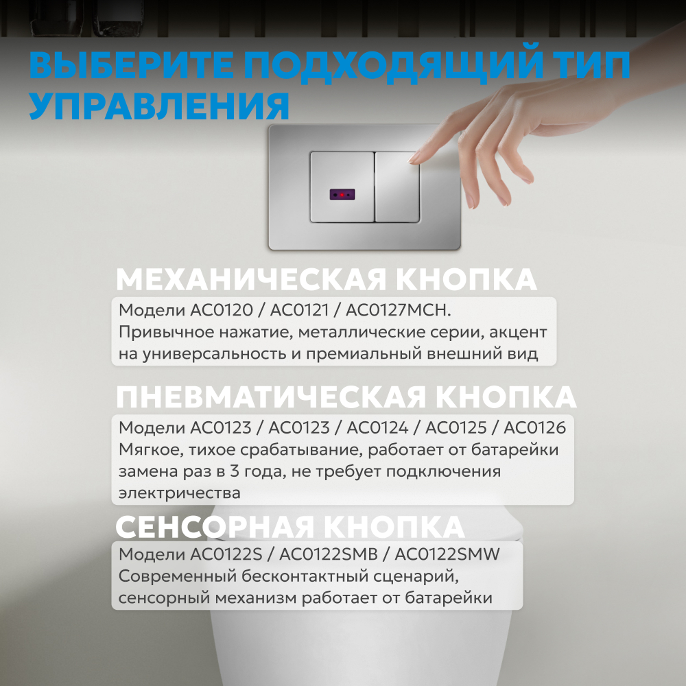 Кнопка смыва сенсорная ABBER AC0122S хром глянцевый