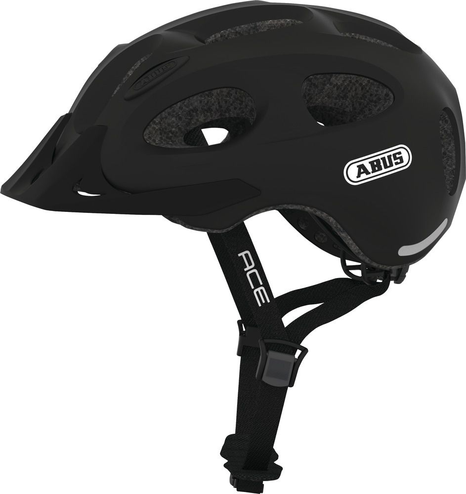 Шлем Youn-I-Ace с LED фонариком, L(56-61см) с регулир., 300гр, 17 отв, сетка от насекомых, черный ABUS