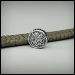 Бусина - вставка для браслета из паракорда "Георгий" , мельхиор