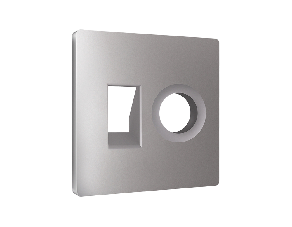 AP5125 Лицевая панель ALFA (Сталь матовый) для компьютерной/телефонной + TV розетки RJ-45/RJ-11 QUANT