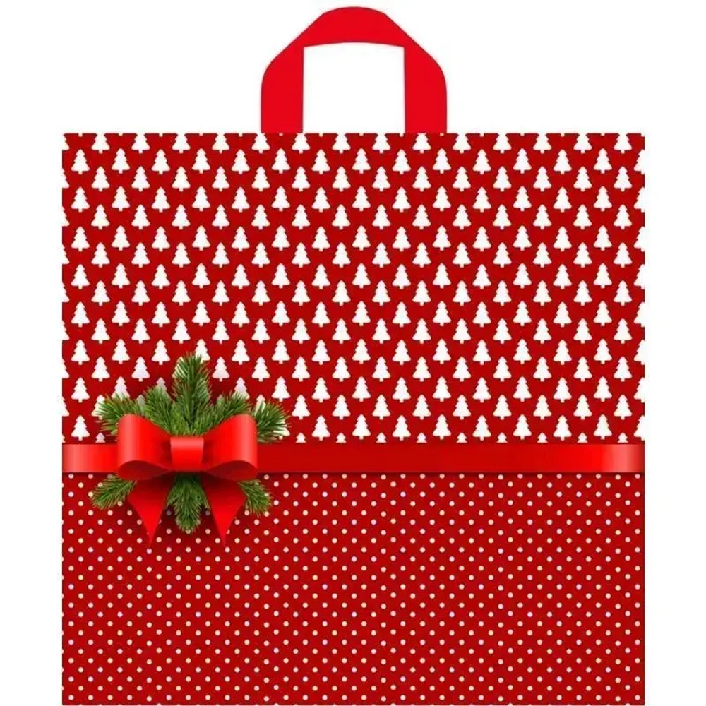 Пакет ПЭ с петлевой ручкой 44+6см(Елочки-горошки) НГ Тико (х50)